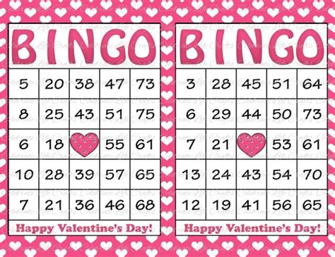 valentines bingo cards printable valentine bingo cards