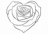 Coloring Pages Rose Heart Roses Shaped Printable Hearts Kids Drawing Tattoo Drawings Beautiful Flower Draw Stencil Cute Colouring Clipart Tattoos sketch template