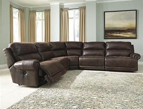 signature design  ashley luttrell  piece faux leather reclining sectional household