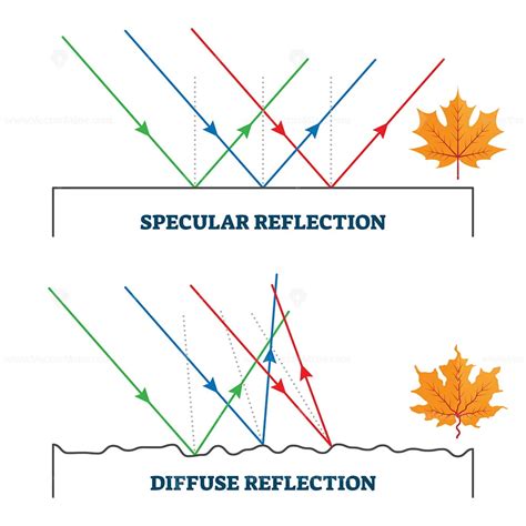 specular  diffuse reflection vector illustration diagram vectormine