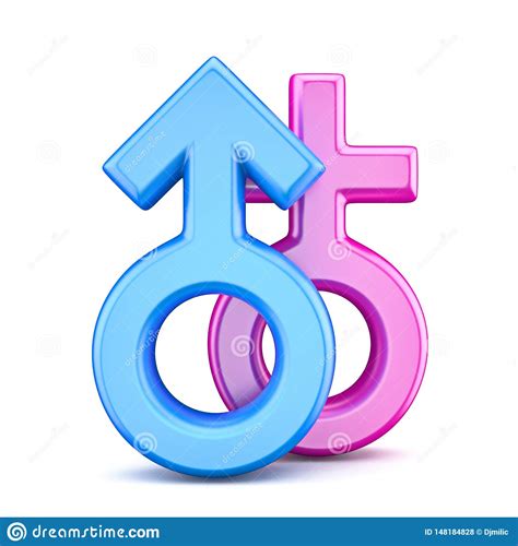 pink female and blue male sex symbols 3d stock illustration