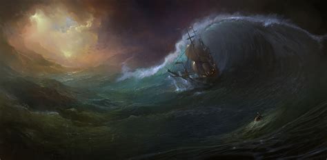 storm  timens  deviantart sailing painting painting art