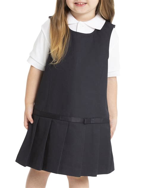 real school toddler girls school uniform drop waist jumper dress  ribbon walmartcom
