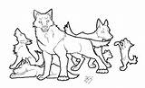 Wolf Pack Coloring Lineart Pages Anime Wolves Deviantart sketch template
