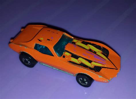 Vintage 70s Hot Wheels Orange Corvette Stingray 1975 Hong