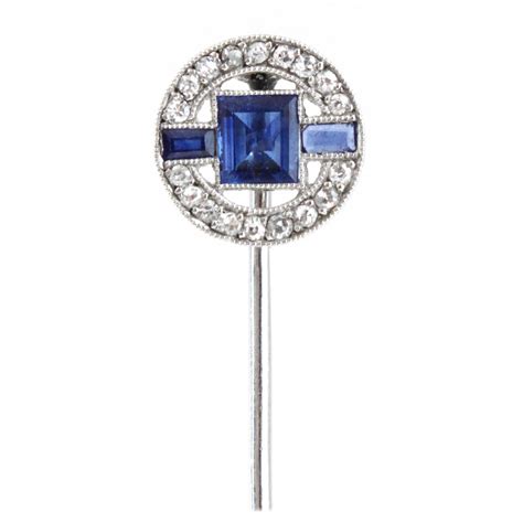 1930s french art deco sapphire diamond platinum stick pin for sale at