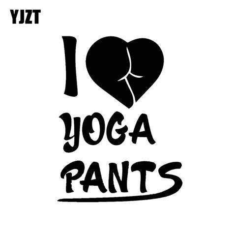 Yjzt 10 13 2cm Words I Love Yoga Pants Sexy Black Silver Fashion Design