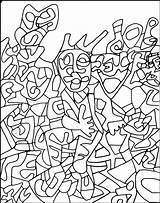 Coloriage Colorier Hundertwasser Coloring Dessin Coloriages Dubuffet Jean Imprimer Template Monstre Codé Beaux sketch template