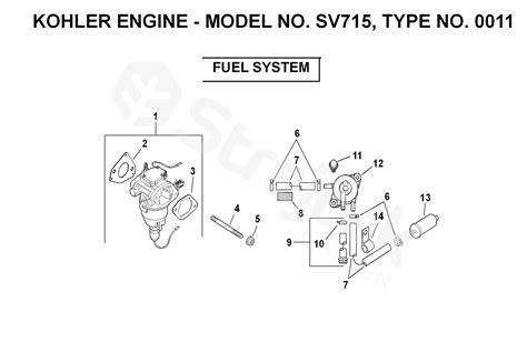 spare parts partlist kohler engines kohler courage  hp sv    fuel system