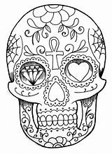 Skull Dia Muertos Los Hand Coloring Drawing El Drawn Pages Adult sketch template