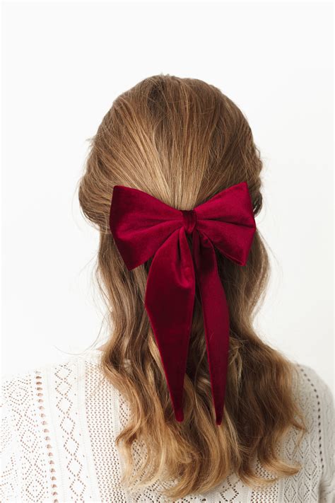 velvet bow for adult big burgundy hair bow clip large velvet etsy