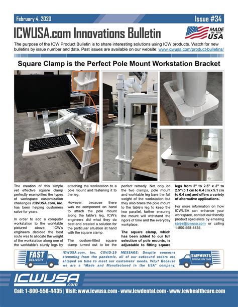 icw product bulletin  square clamp   perfect pole mount
