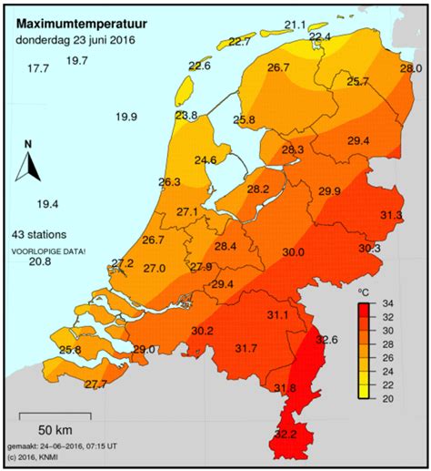 temperatuur kaart nederland kaart