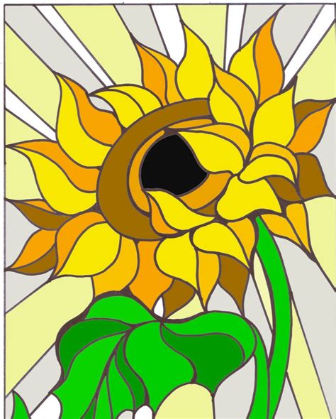 Sunflower Stained Glass Pattern Stain Glass Sunflower Pdf Etsy