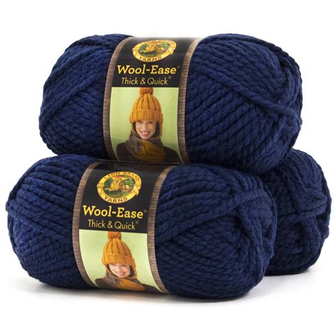 lion brand yarn wool ease thick  quick navy classic super bulky