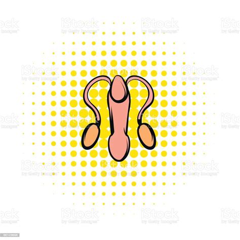 Male Reproductive System Icon Comics Style Stock Illustration