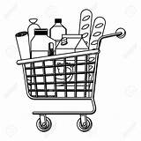 Supermarket Shopping Cart Drawing Foods Getdrawings sketch template