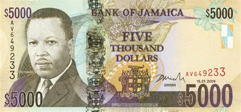 jamaican dollars banknote hugh shearer exchange  today