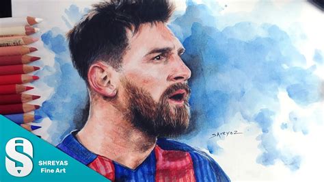 Speed Drawing Lionel Messi Fc Barcelona Color Pencil