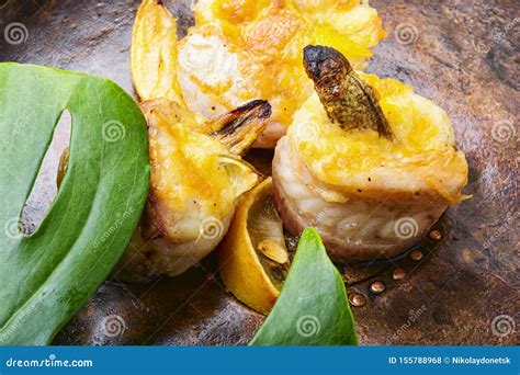 baked fish  banana stock photo image  delicious