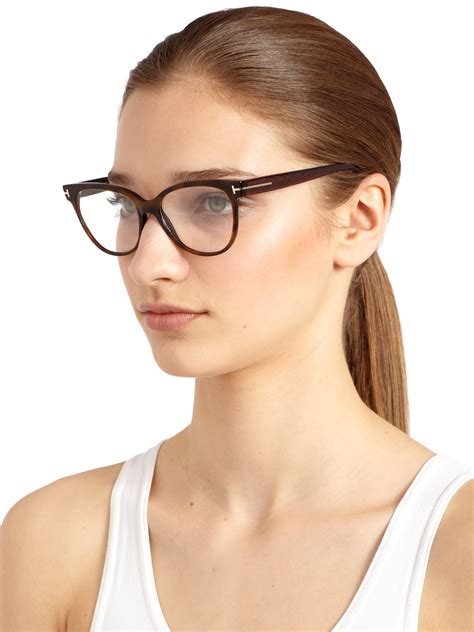 Lyst Tom Ford Cat S Eye Optical Glasses In Brown