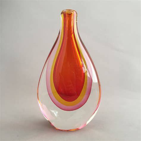 Vintage Murano Sommerso Glass Teardrop Vase