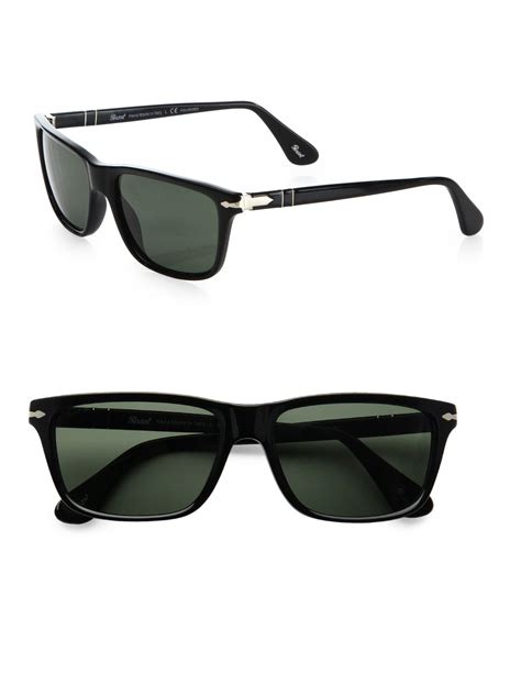 Persol Acetate Rectangular Sunglasses In Black For Men Blue Lyst