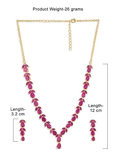 Buy Zaveri Pearls Delicate Ruby Necklace Set For Women Zpfk6110 At