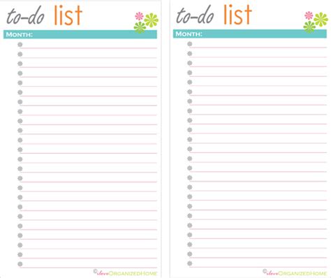 love organized home  printable   list