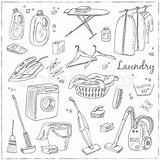Laundry Drawing Basket Doodle Themed Washing Ironing Clothes Vector Facilities Various Equipment Set Shutterstock Paintingvalley Getdrawings Drying sketch template