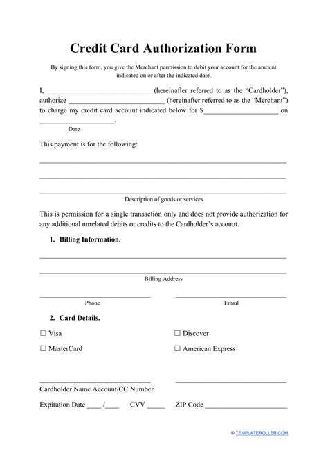 credit card authorization form fill  sign