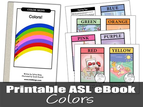 asl colors printable  sign language colors sign language