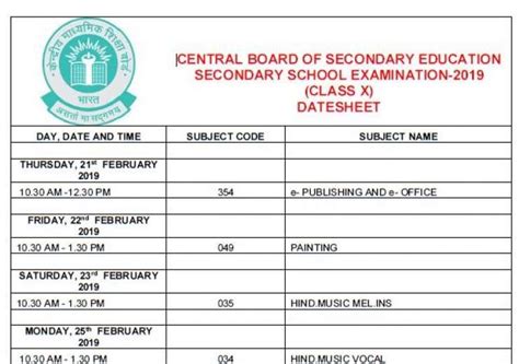 cbse date sheet for class 10 class 12 declared check full schedule