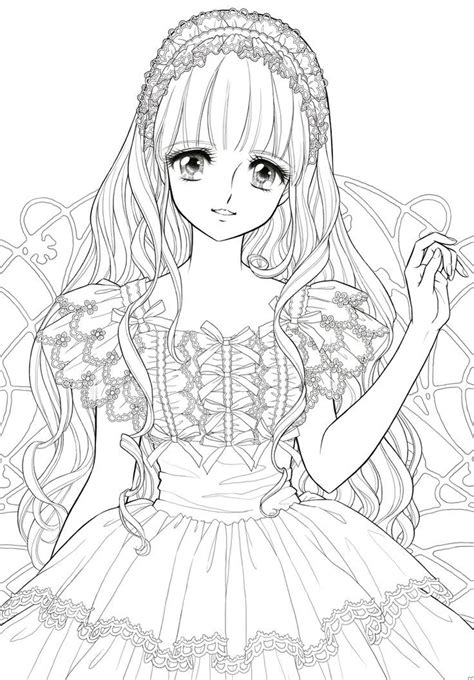 manga coloring pages cute princess coloring pages  adult coloring