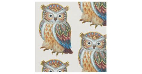 owls lovely realistic owl pattern fabric zazzle