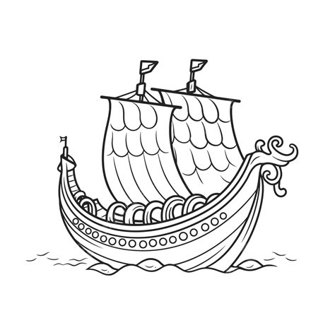 viking sailing ship coloring page outline sketch drawing vector wing