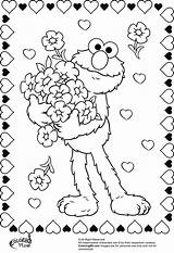 Coloring Elmo Valentine Pages Holding Colors Team Cupid sketch template