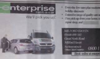 local newspaper advert for enterprise car rental offers