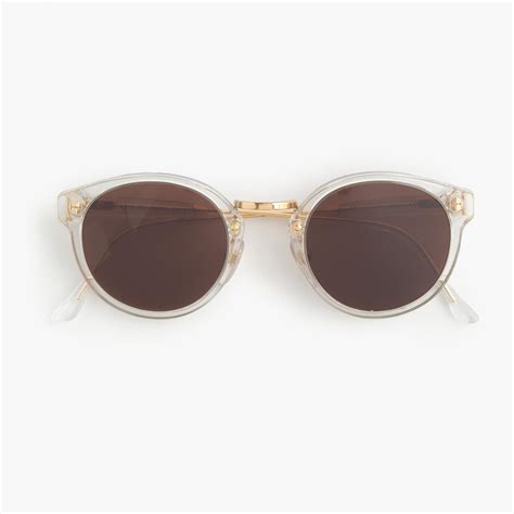 lyst jcrew super retro sunglasses  clear frame  brown