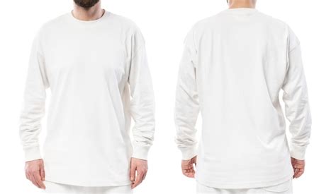 Premium Photo Man Wearing White Long Sleeved T Shirt With Empty Space