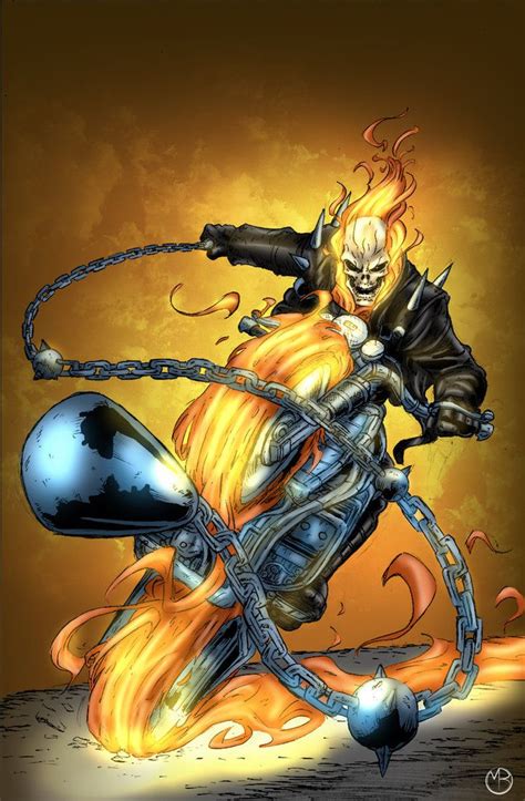 Ghost Rider By Marc Bourcier Marvel Cómics Motorista Fantasma Y