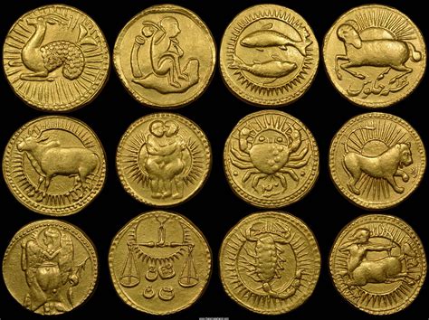 gold coins zodiac mohur mughal moghul empire dynasty india gold coins coins rare gold coins