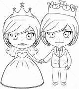 Princess Coloring Prince Vector Colouring Pages Premium Clipart Template Templates Illustration Drawings Clip Drawing sketch template