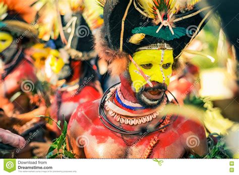 Talking Man In Costumes In Papua New Guinea Editorial Image Image Of