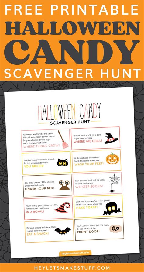 printable halloween candy scavenger hunt halloween printables