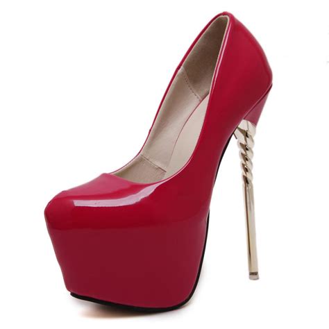 red patent sexy platforms swirl super high stiletto heels
