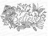 Believe Inspirational Quote Colouring Spring sketch template