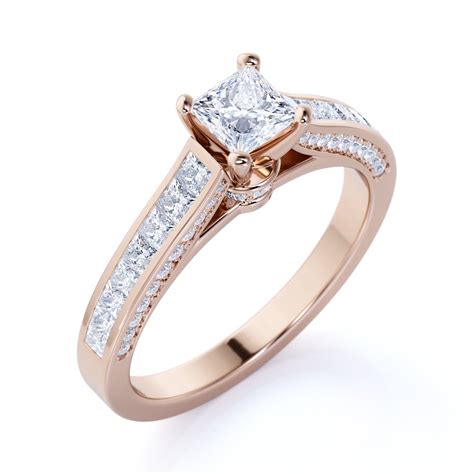 jeenmata vintage  carat princess cut diamond channel set band edwardian engagement ring