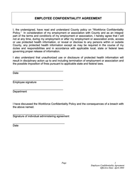 confidentiality agreement form printable
