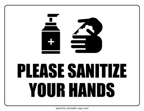 printable  sanitize  hands sign  printable signs